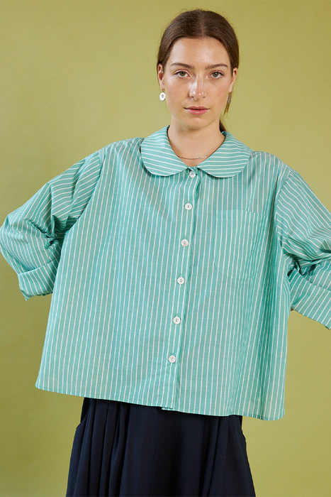 Peter Pan Shirt - Green Stripe
