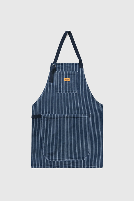Pinstripe Denim Apron - Indigo