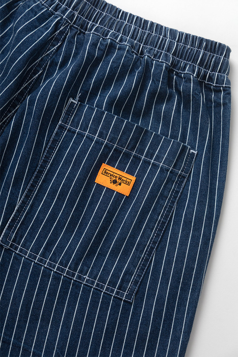 Pinstripe Denim Chef Pants - Indigo