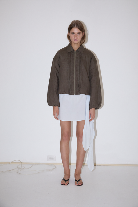 Pintuck Jacket - Khaki Stripe