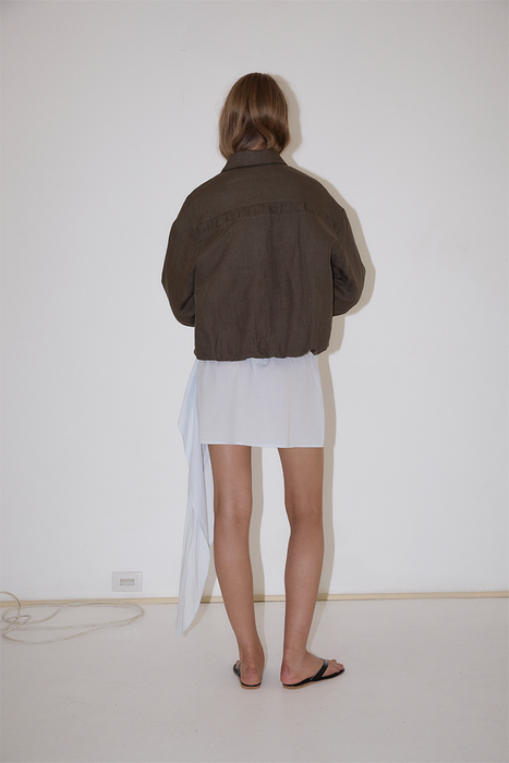 Pintuck Jacket - Khaki Stripe