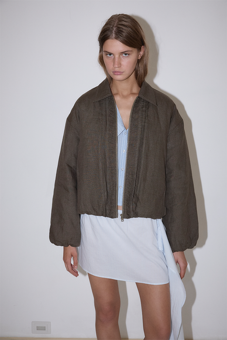 Pintuck Jacket - Khaki Stripe