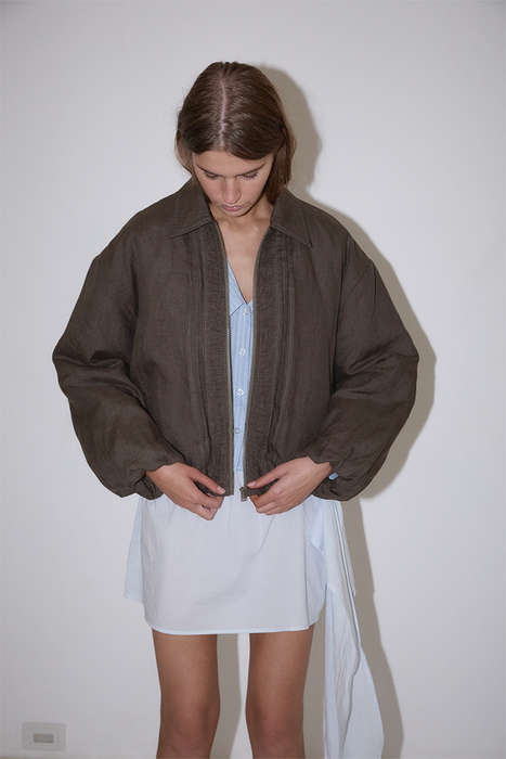 Pintuck Jacket - Khaki Stripe