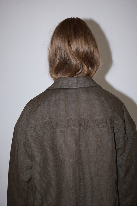 Pintuck Jacket - Khaki Stripe