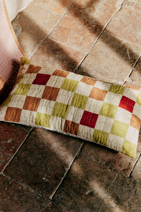 Plaza Patchwork Cushion Cover - Reed / Caramel