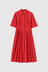 Pleated Cotton Linen Dress - Cardinal Red