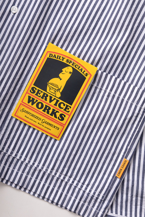Poplin Stripe Waiter Shirt - Royal