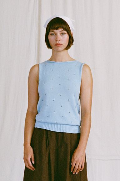 Posy Cotton Top - Sky Blue