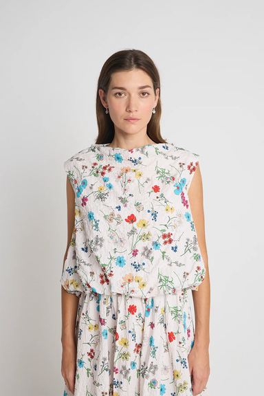 Power Pop Top - Cream Floral