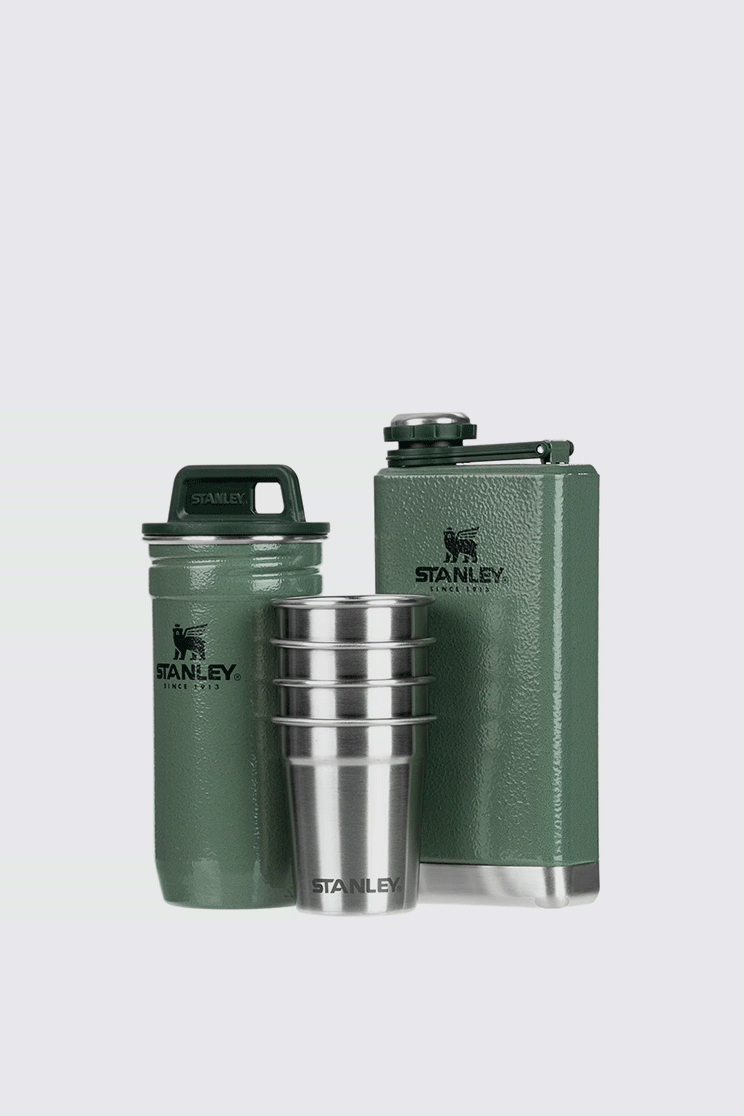 Stanley Flask & Shot glass set Hammertone Green 10-01883-034