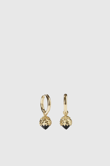 Protea Charm Earrings - Gold Plated / Onyx