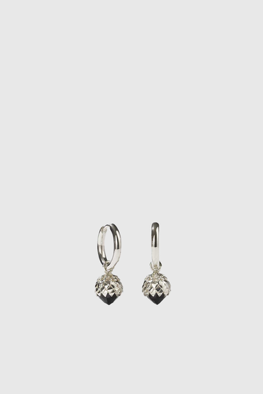 Protea Charm Earrings - Sterling Silver / Onyx