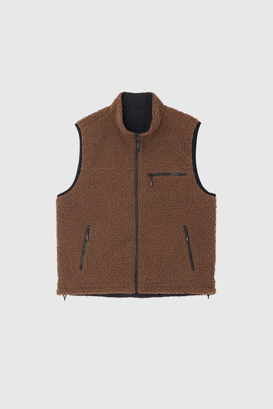 Reversible Sherpa Vest - Dark Brown / Black