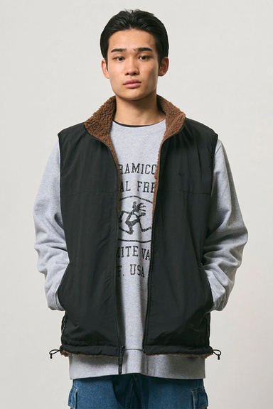Reversible Sherpa Vest - Dark Brown / Black