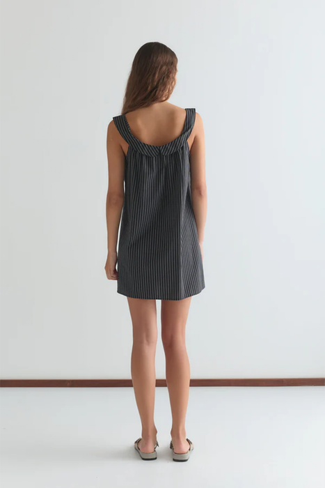 Rounded Neck Dress - Mono Stripe