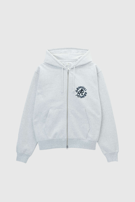 Running Man Zip Hooded Sweatshirt - Heather Ash