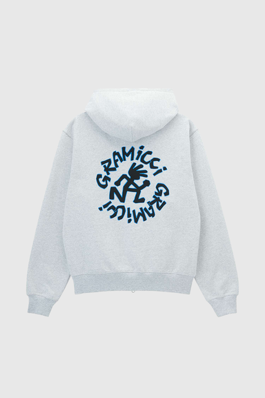 Running Man Zip Hooded Sweatshirt - Heather Ash