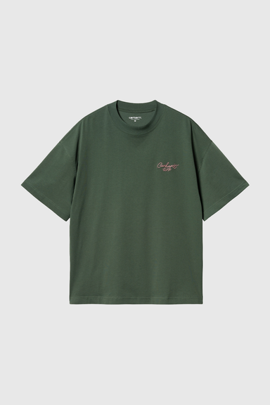 S/S Signature Script T-Shirt - Sycamore Tree / Dusty Rose