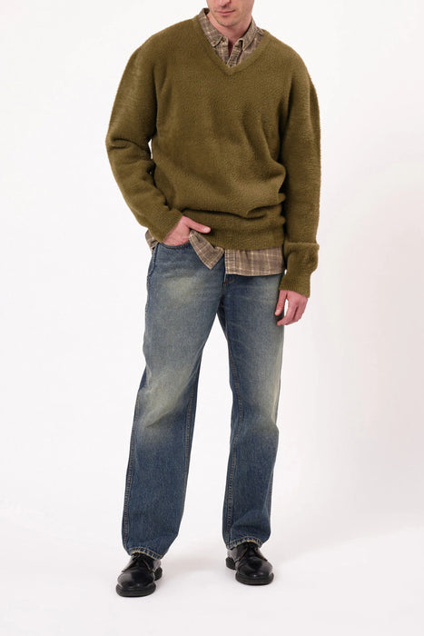 Shag V-Neck Knit - Moss*