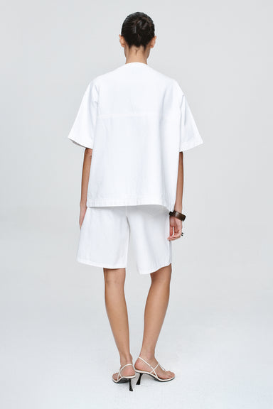 Short Sleeve Seam Shirt - Blanc