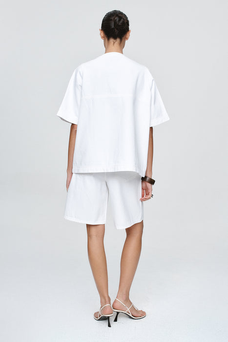 Short Sleeve Seam Shirt - Blanc