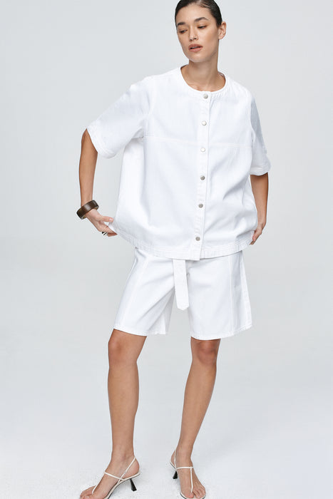 Short Sleeve Seam Shirt - Blanc