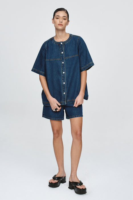 Short Sleeve Seam Shirt - Classic Blue