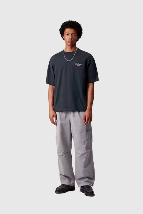 S/S Signature Script T-Shirt - Deep Night / Glassy Pink