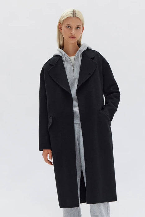 Sadie Single Breasted Wool Coat - Black