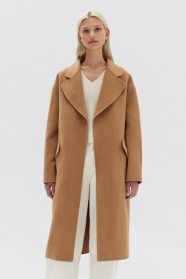 Sadie Single Breasted Wool Coat - Camel