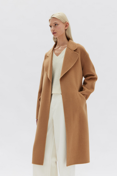 Sadie Single Breasted Wool Coat - Camel