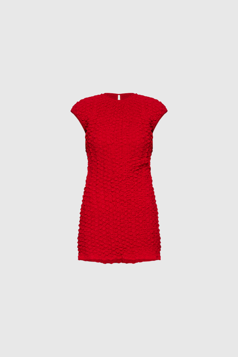 Shirred Cotton Dress - Red