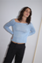 Shoulder Knit Top - Blue