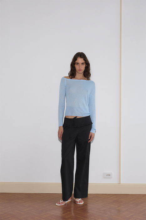 Shoulder Knit Top - Blue