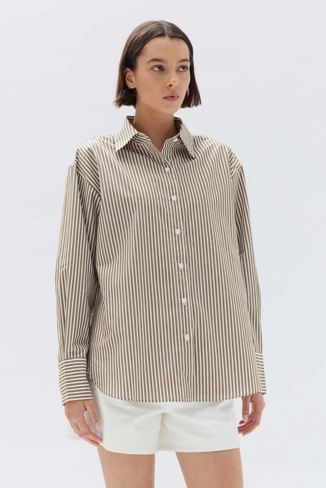 Signature Poplin Shirt - Pea / White Stripe
