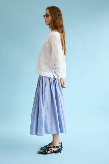 Sing It Loud Reversible Skirt - Cotton Pinstripe