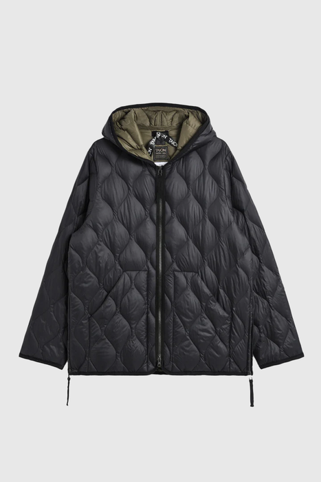 Soft Shell Military Hood W-Zip Down Jacket - Black