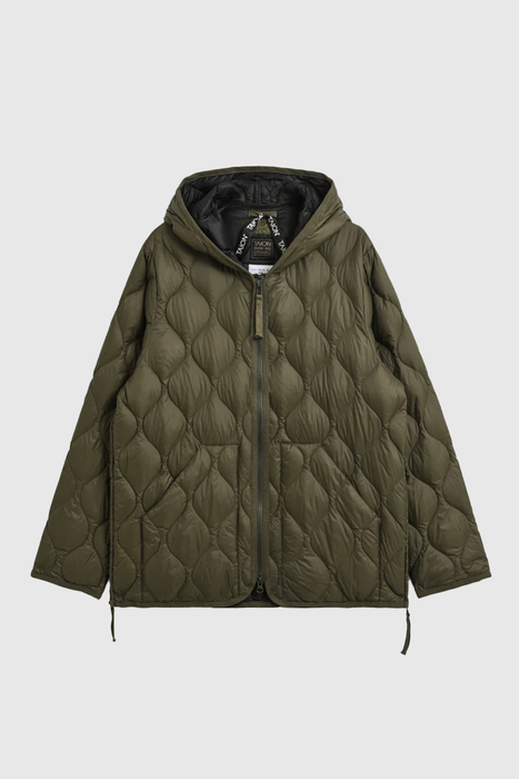 Soft Shell Military Hood W-Zip Down Jacket - Dark Olive