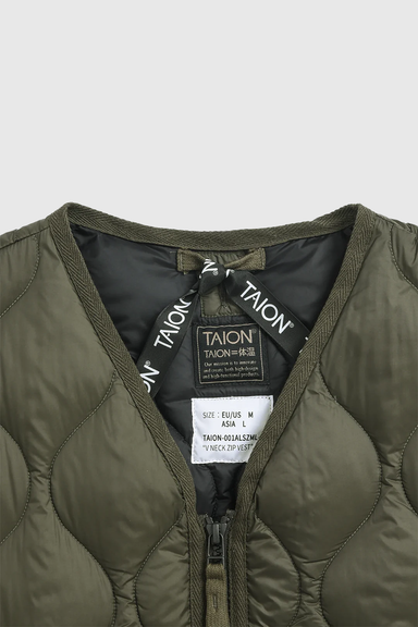 Soft Shell Military V-Neck W-Zip Down Jacket - Olive