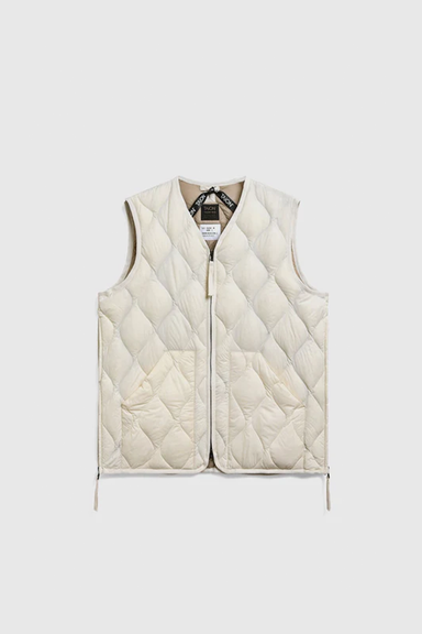 Soft Shell Military V-Neck W-Zip Vest - Off White