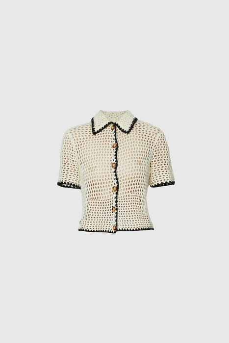 Womens Crochet Shirt - Ivory