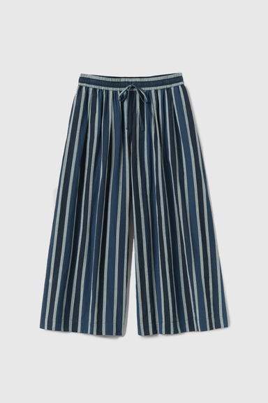 Stripe Cotton Culottes - French Blue
