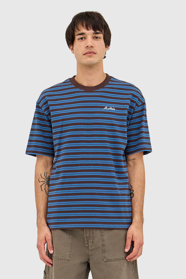 Stripe Tee - Brown Earth / Blue