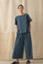 Stripe Cotton Culottes - French Blue