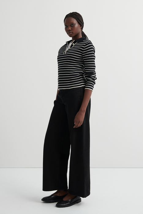 Stripe Polo - Black Ecru Stripe