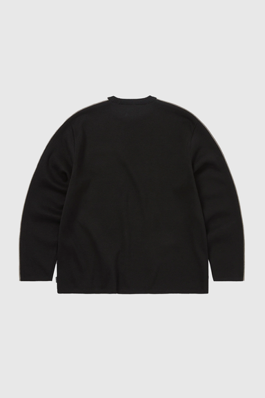 Striped Sleeve Knit Crew - Black