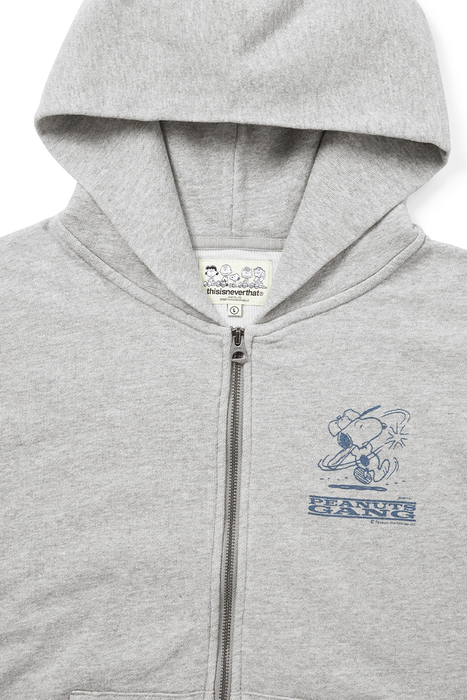 TNT Peanuts Zip up Hoodie - Heather Grey