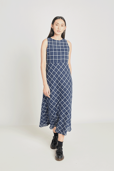 Practice Dress - Navy Crinkle Check