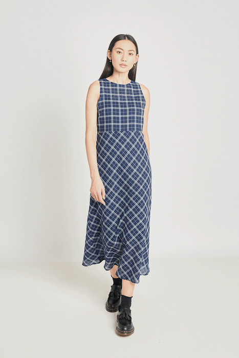 Practice Dress - Navy Crinkle Check