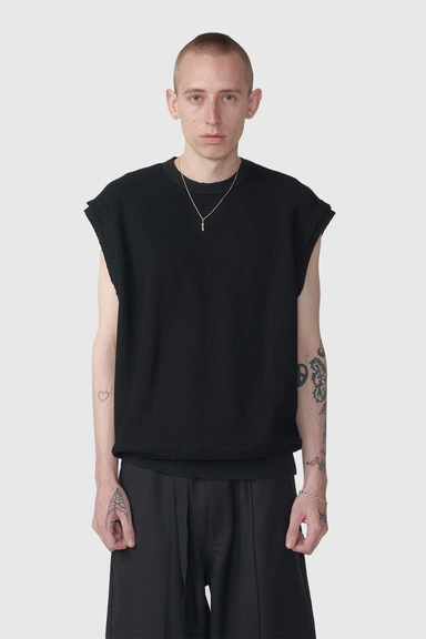 Thrashed Waffle Singlet - Black